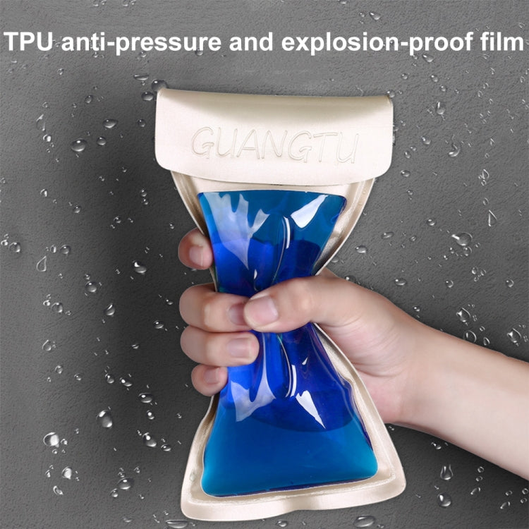 TPU Transparent Touch Screen Phone 30m Waterproof Bag Outdoor Rafting Phone Case(Champagne) - Waterproof Bag by GUANGTU | Online Shopping UK | buy2fix