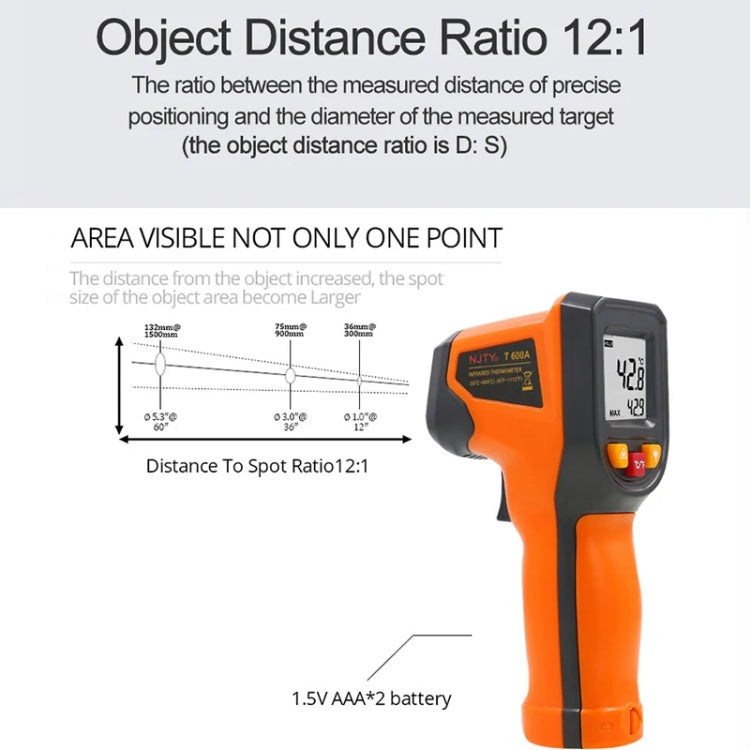 NJTY Digital Display High-Precision Infrared Thermometer For Bakery Kitchen Industry, Spec: T600A (Adjustable) - Digital Thermometer by NJTY | Online Shopping UK | buy2fix