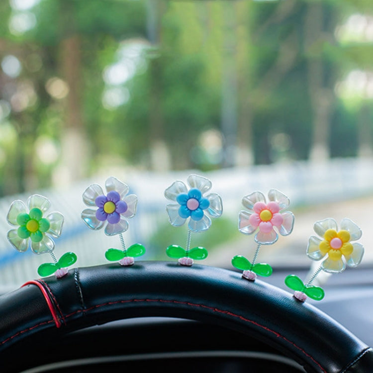 5pcs /Set Cute Cartoon Flower Car Shaking Ornament Car Dashboard Decoration, Style: Dark Color Green Leaf - Ornaments by buy2fix | Online Shopping UK | buy2fix
