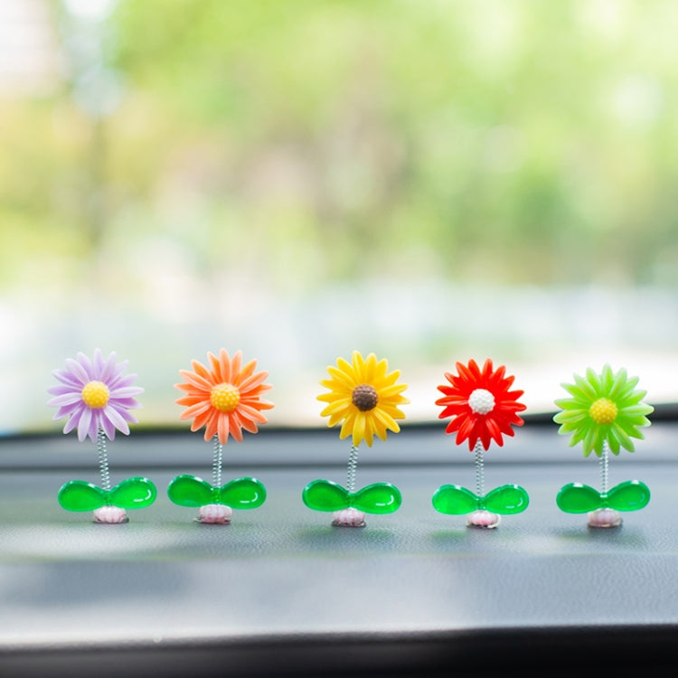 Cute Small Daisy Car Ornament Car Dashboard Shaking Decoration(Orange) - Ornaments by buy2fix | Online Shopping UK | buy2fix