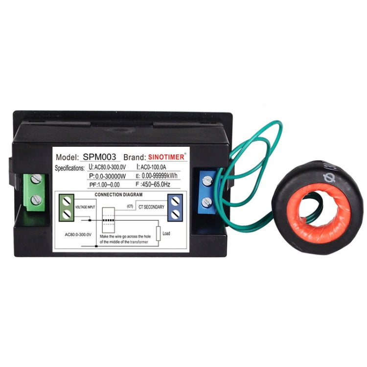 SINOTIMER SPM003 AC LED Digital Voltmeter Frequency Factors Meter Power Monitor, Specification: AC80-300V 100A - Current & Voltage Tester by SINOTIMER | Online Shopping UK | buy2fix