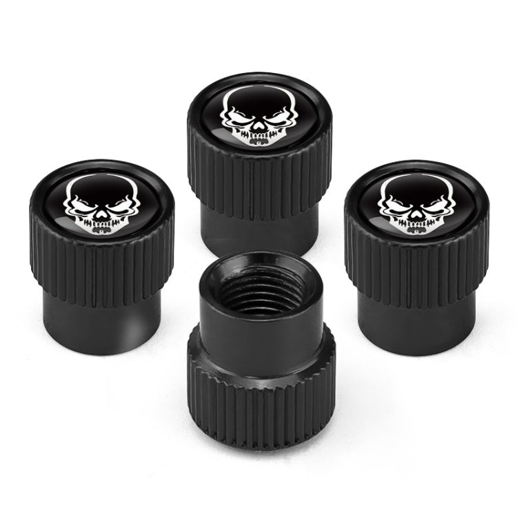 4pcs /Set Skeleton Car Tire Universal Aluminum Valve Cap(Black) - Tire Valve Caps by buy2fix | Online Shopping UK | buy2fix