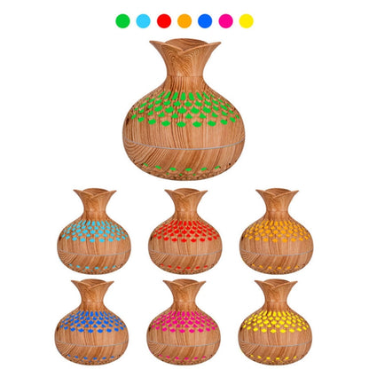 LED Light Aromatherapy Diffuser Home Small Vase Quiet Humidifier Aromatherapy Diffuser 2 In 1(Shallow Wood) - Air Purifiers & Accessories by buy2fix | Online Shopping UK | buy2fix