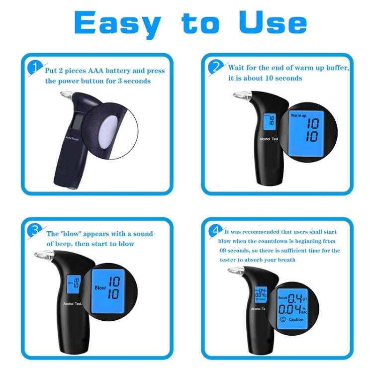 LCD Detector Backlight Light Breath Alcohol Tester, Specification: With 4 Mouthpieces Box - Breath Alcohol Tester by buy2fix | Online Shopping UK | buy2fix