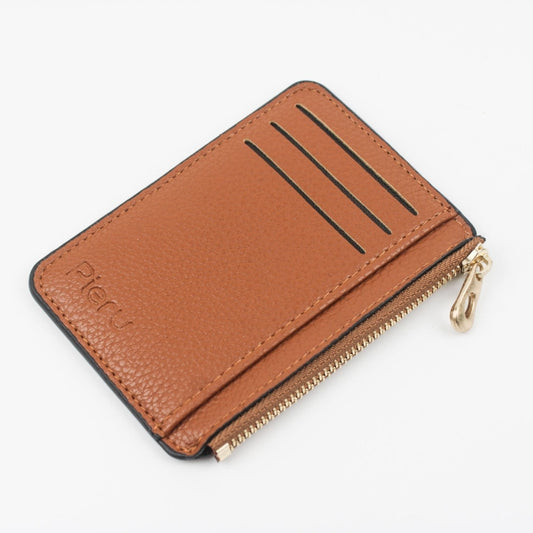 Multi-card Slot Zipper Card Holder Large Capacity Ultra-thin Coin Purse(Coffee) - Card & Passport Bags by Pieru | Online Shopping UK | buy2fix