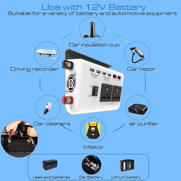 DC 12V To AC 220V Car Inverter Dual Socket 4USB - Modified Square Wave by buy2fix | Online Shopping UK | buy2fix