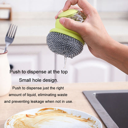 Kitchen Press Stain Removal Brush With Soap Dispenser Descaling Cleaning Pot Brush(Green) - Cleaning Tools by buy2fix | Online Shopping UK | buy2fix