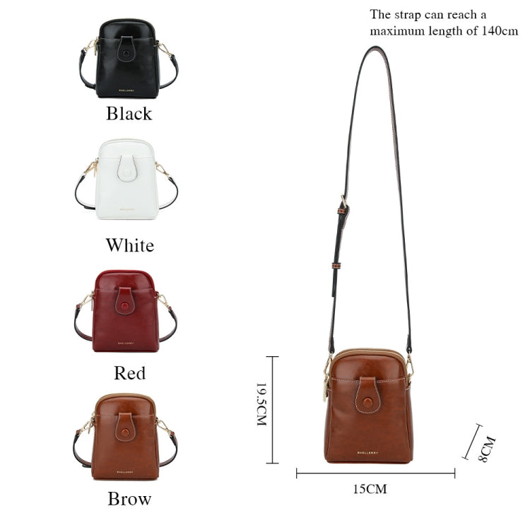 Baellerry N8925 Oil Wax Leather Double Zipper Mobile Phone Bag Shoulder Crossbody Coin Purse(White) - Single-shoulder Bags by Baellerry | Online Shopping UK | buy2fix