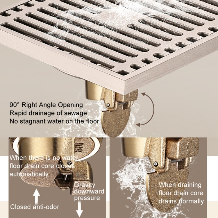 All Copper Brushed Anti-Odor Floor Drain Gravity Copper Core Bathroom Floor Drain, Specification: Round Invisible - Drain Strainers by buy2fix | Online Shopping UK | buy2fix