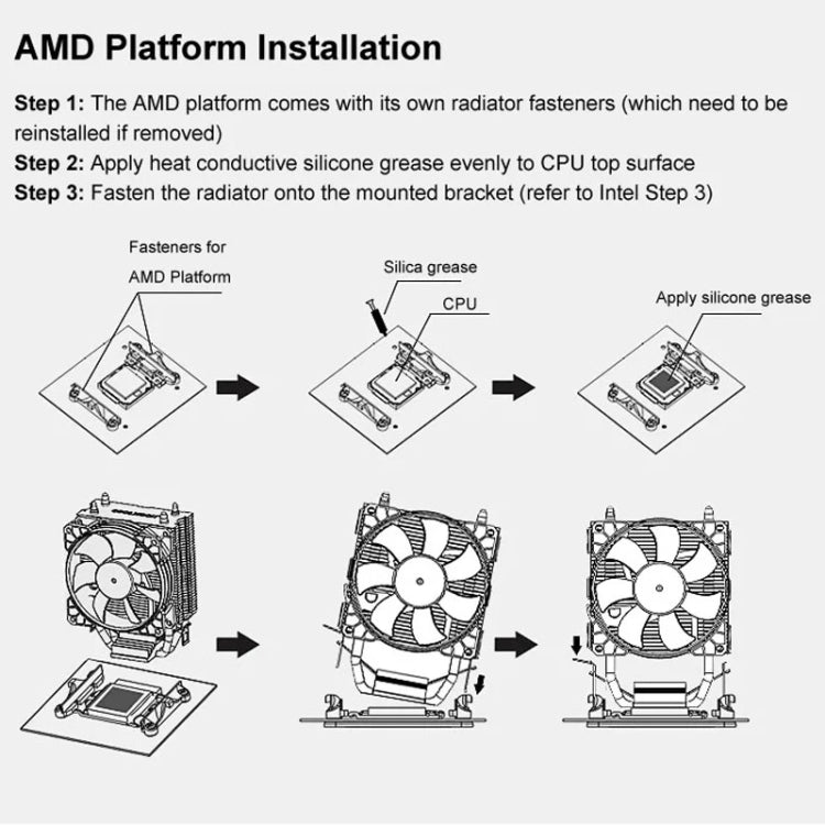 COOLMOON Frost Double Copper Tube CPU Fan Desktop PC Illuminated Silent AMD Air-Cooled Cooler, Style: P22 Streamline Edition Double Fan - Fan Cooling by COOLMOON | Online Shopping UK | buy2fix