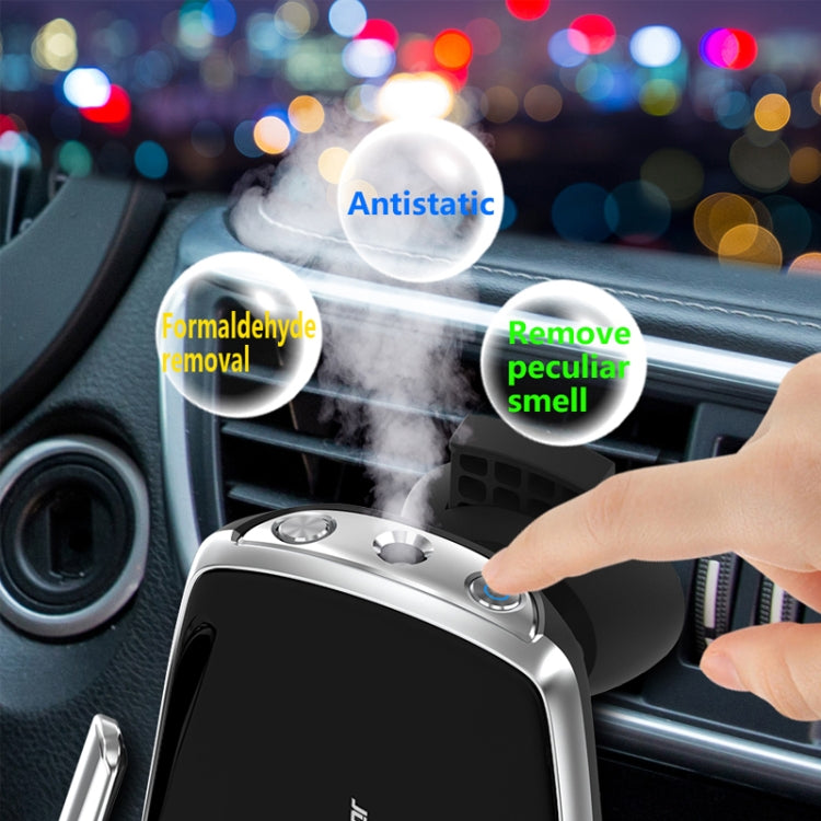 Car Cell Phone Holder Wireless Charger Aromatherapy Spray(Black) - Wireless Charger Holders by buy2fix | Online Shopping UK | buy2fix