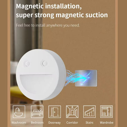 Smiley Face Smart Sensor Night Light Magnetic Wireless Aisle Light(White) - Sensor LED Lights by buy2fix | Online Shopping UK | buy2fix
