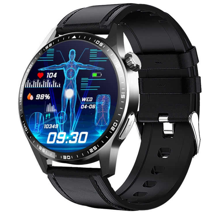 F400  1.55 Inch Screen Smart Watch Support ECG/ Blood Oxygen / Blood Sugar / 150+ Sports Mode, Color: Black Leather - Smart Watches by buy2fix | Online Shopping UK | buy2fix