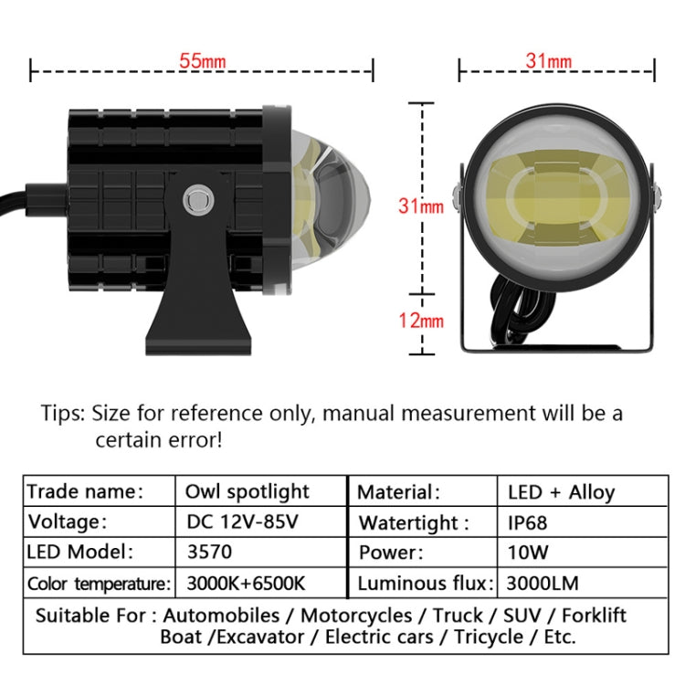 1pair 12V-85V Motorcycle Headlights Dual-color Automotive LED Working Headlights, Color: White + White Light Without Flashing - Work Lights by buy2fix | Online Shopping UK | buy2fix