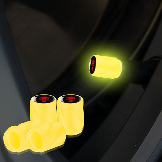 4pcs /Set Luminous Car Motorcycle Tire Modified Valve Cap, Color: Yellow Red Skull - Tire Valve Caps by buy2fix | Online Shopping UK | buy2fix