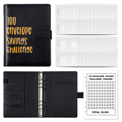 A5 100 Day Savings Challenge Envelope Budget Planner Binder Notebook Handbook, Color: Words Black - Notebooks by buy2fix | Online Shopping UK | buy2fix