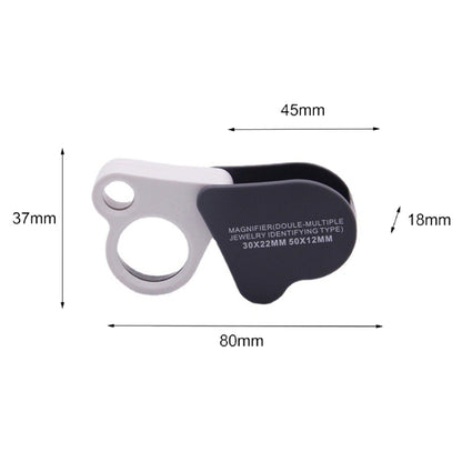 Portable Folding 30X/50X Dual Lens High Definition Jewelry And Jade Magnifier - Detection Jewelry by buy2fix | Online Shopping UK | buy2fix