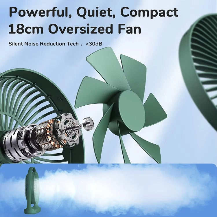 JisuLife FA19 4000mAh Wireless Rechargeable Desktop Mini Fan Silent Portable Fan(Green) - Electric Fans by buy2fix | Online Shopping UK | buy2fix