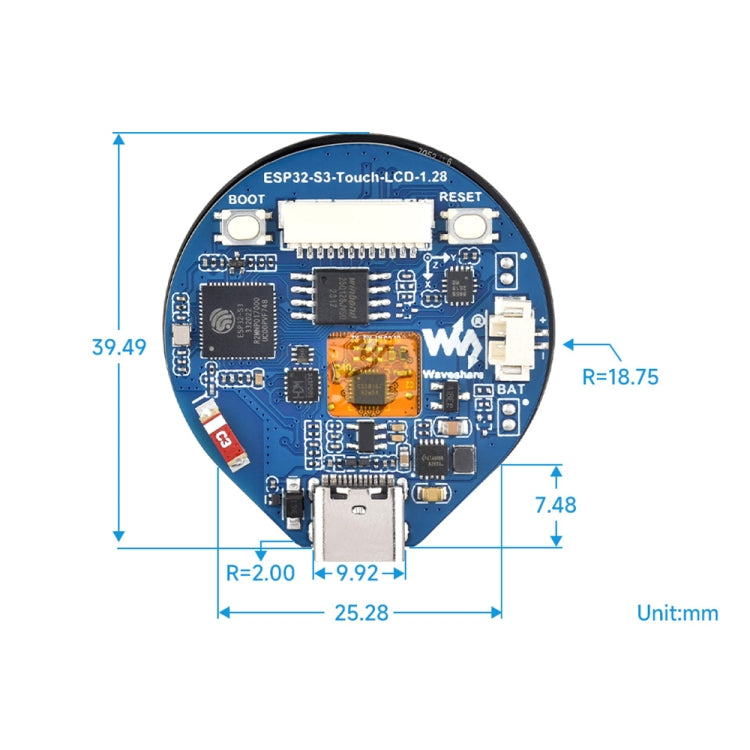 Waveshare 25098 ESP32-S3 1.28-Inch Round Touch LCD Development Board - LCD & LED Display Module by Waveshare | Online Shopping UK | buy2fix