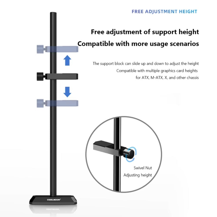 COOLMOON GH260 Desktop Computer Vertical Mounted Graphics Card Protection Shelf Metal Rod Magnetic Support Bracket, Color: GH260 Silver - Caddies & Enclosures by COOLMOON | Online Shopping UK | buy2fix