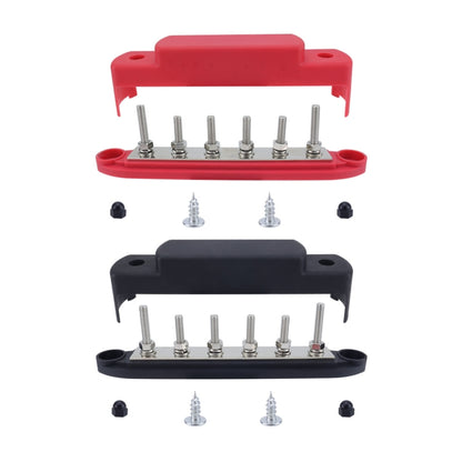 M6 RV Yacht High Current 6-column 250A Base Busbar, Color: Red + Black - Fuse by buy2fix | Online Shopping UK | buy2fix