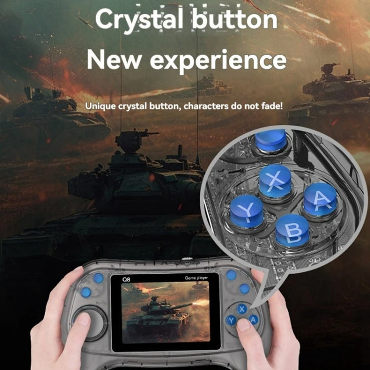 Q8 Handheld Game Console 3.0 Inch Screen Support TV Connection Built In 800 Games Doubles Transparent Blue - Pocket Console by buy2fix | Online Shopping UK | buy2fix