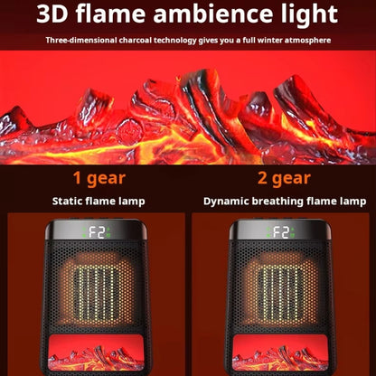 E03 Desktop PTC Heater Dynamic Flame Light Warmer UK Plug - Electric Heaters by buy2fix | Online Shopping UK | buy2fix