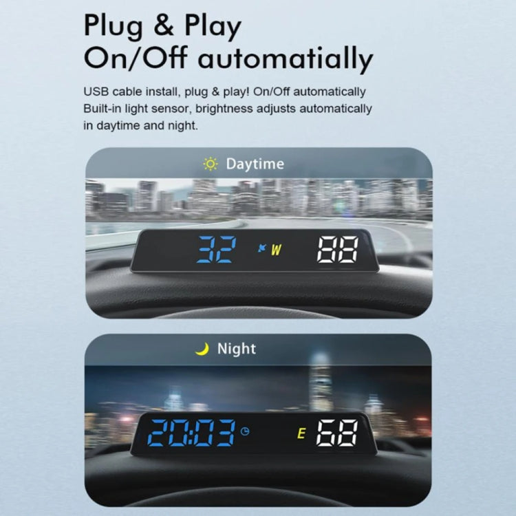 Head-up Display USB Powered High-definition Vehicle Code Altitude Meter(Blue White) - Head Up Display System by buy2fix | Online Shopping UK | buy2fix