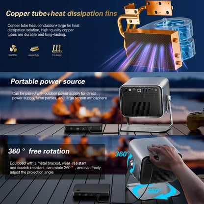 TOUMEI X6 4K HD Home Theater Office Teaching Microphone Karaoke Projector GTV Google Systems(UK Plug) - Mini Projector by TOUMEI | Online Shopping UK | buy2fix