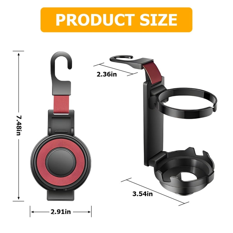 3 In 1 Car Seat Back Hanger for Cup and Phone Vehicle Seat Headrest Hooks(Red) - Auto Fastener & Clips by buy2fix | Online Shopping UK | buy2fix