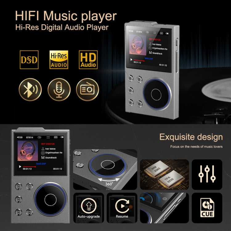 2.4 Inch HIFI Bluetooth Music Player DSD256 Mastering Sound Quality Walkman, Memory: 16GB+32GB(Black) - MP3 Player by buy2fix | Online Shopping UK | buy2fix