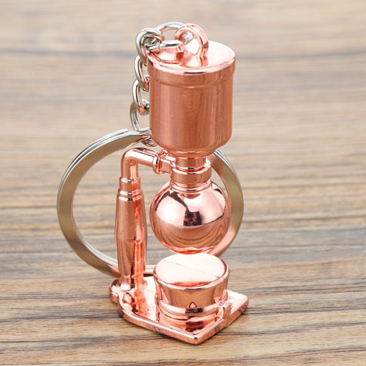 Mini Metal Keychain Coffee Utensils Decorative Pendant, Style: Siphon Pot Rose Gold - Key Rings by buy2fix | Online Shopping UK | buy2fix