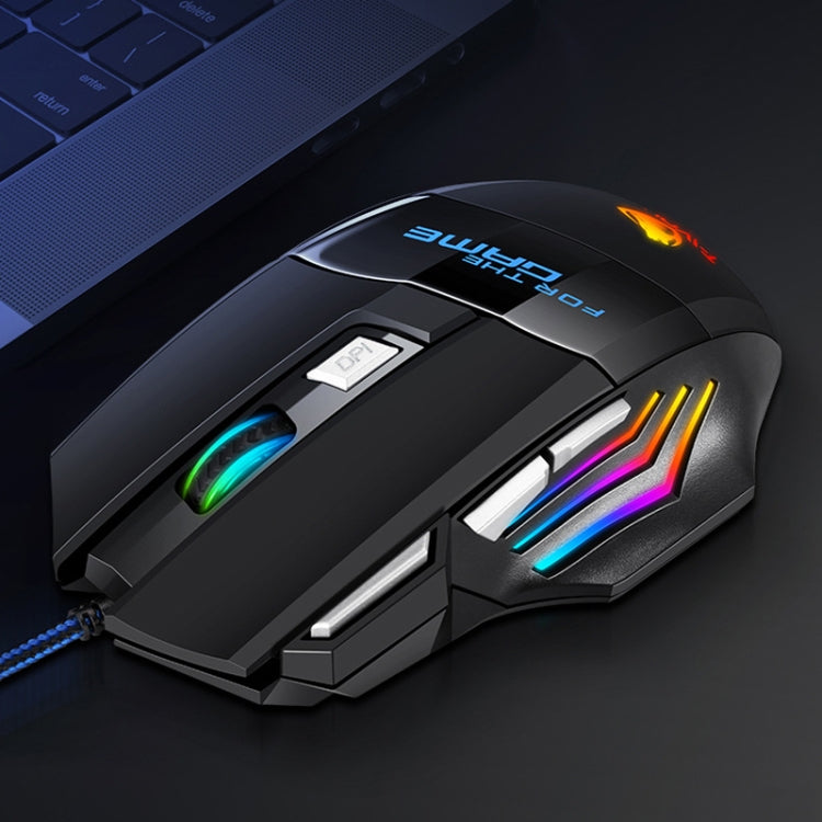 T-WOLF M1 7-keys RGB Atmosphere Light USB Gaming Wired Mouse(Black) - Wired Mice by T-WOLF | Online Shopping UK | buy2fix