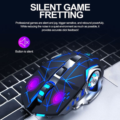 T-WOLF Q13 2.4GHz 6-keys RGB Colorful Light Gaming Wireless Mouse, Color: Single Mode Black - Wireless Mice by T-WOLF | Online Shopping UK | buy2fix