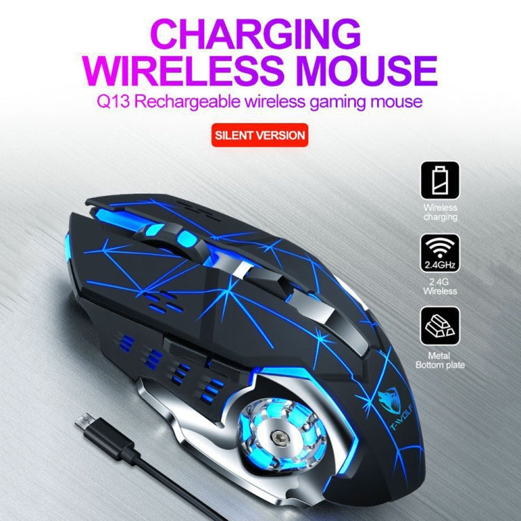 T-WOLF Q13 2.4GHz 6-keys RGB Colorful Light Gaming Wireless Mouse, Color: Dual Mode Star Black - Wireless Mice by T-WOLF | Online Shopping UK | buy2fix