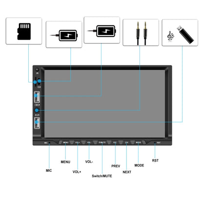 7-inch Double Din Car MP5 Player Support CarPlay/Android Auto/Mirror Link/Bluetooth With 4-light Camera - Car MP3 & MP4 & MP5 by buy2fix | Online Shopping UK | buy2fix