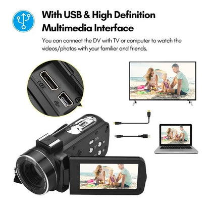 4K  Digital Video Camera 3 Inch IPS Touch Screen 56MP 18X Digital Zoom WiFi Camcorder, Spec: Set 1 - Video Cameras by buy2fix | Online Shopping UK | buy2fix