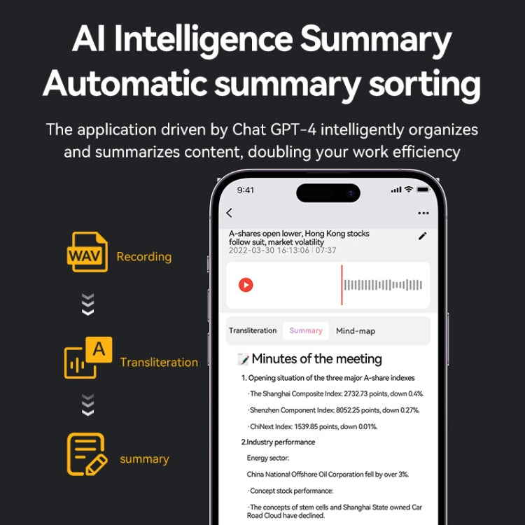 32GB AI Voice Recorder App Control Supports 58 Languages Simultaneous Interpretation / Transcribe & Summarize(Black) - Other Style by buy2fix | Online Shopping UK | buy2fix