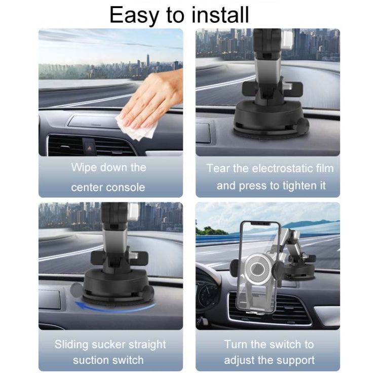 Car Suction Cup Multi-function Cell Phone Navigation Mount, Style: With Flat Clip - Universal Car Holders by buy2fix | Online Shopping UK | buy2fix