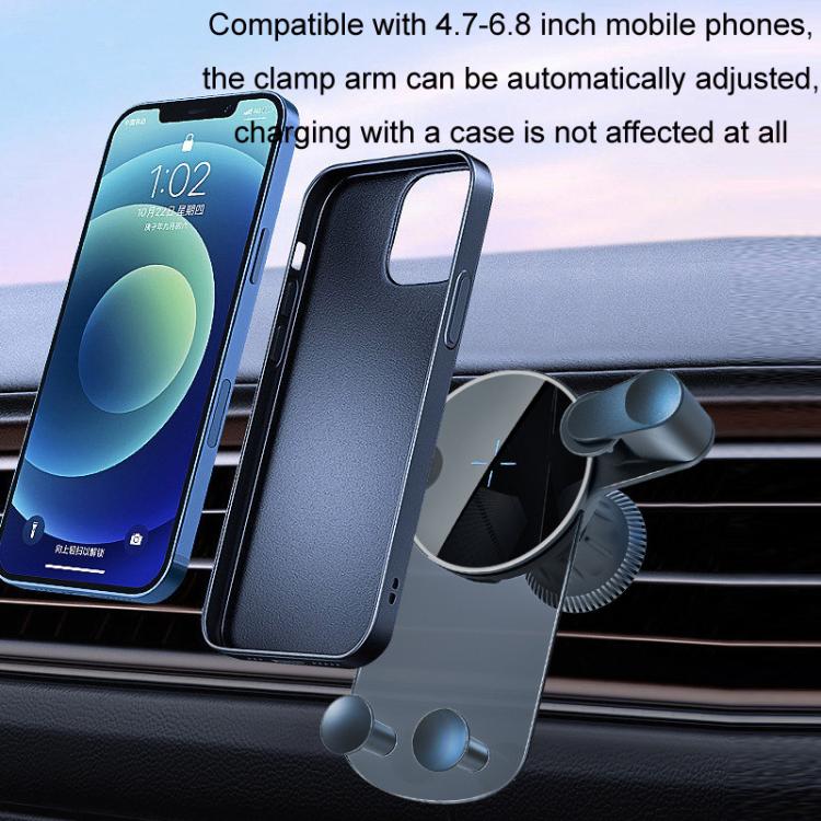 15W Mobile Phones Snap-on Car Wireless Charging Holder(Black) - Wireless Charger Holders by buy2fix | Online Shopping UK | buy2fix