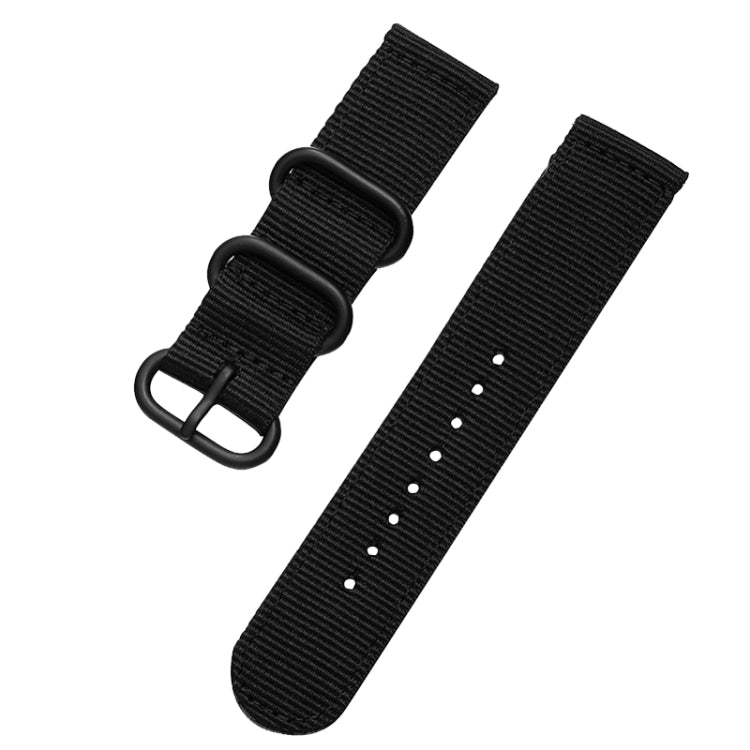 Washable Nylon Canvas Watchband, Band Width:18mm(Black with Black Ring Buckle) - Watch Accessories & Parts by buy2fix | Online Shopping UK | buy2fix