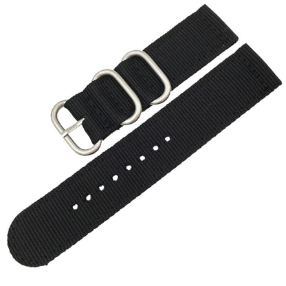 Washable Nylon Canvas Watchband, Band Width:18mm(Black with Silver Ring Buckle) - Watch Accessories & Parts by buy2fix | Online Shopping UK | buy2fix