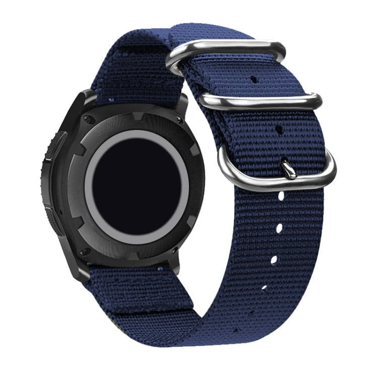 Washable Nylon Canvas Watchband, Band Width:22mm(Dark Blue with Silver Ring Buckle) - Watch Accessories & Parts by buy2fix | Online Shopping UK | buy2fix
