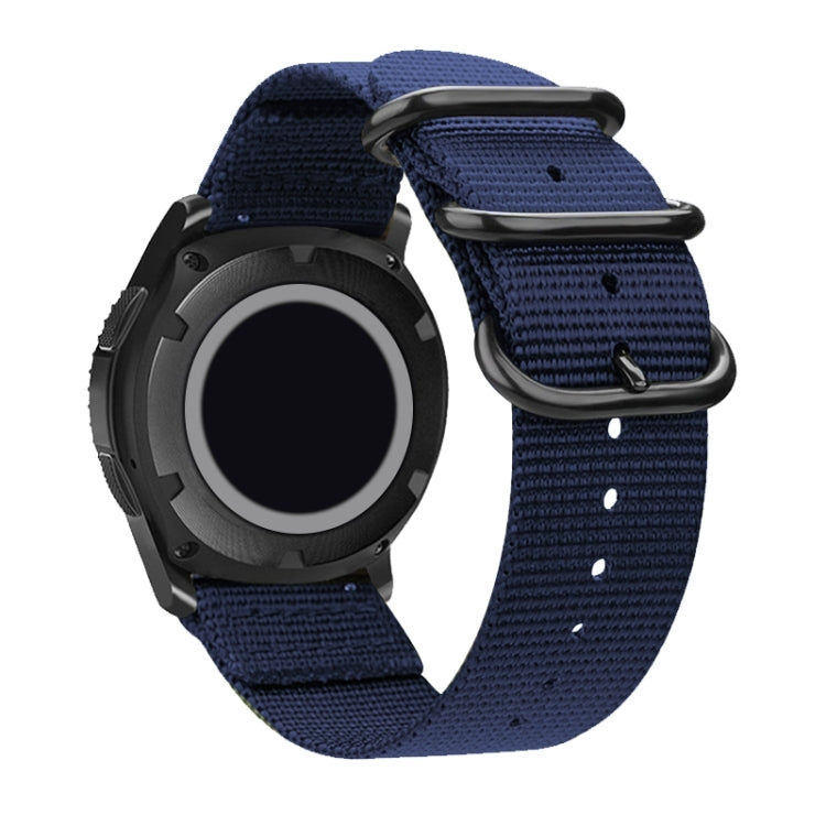 Washable Nylon Canvas Watchband, Band Width:22mm(Dark Blue with Black Ring Buckle) - Watch Accessories & Parts by buy2fix | Online Shopping UK | buy2fix