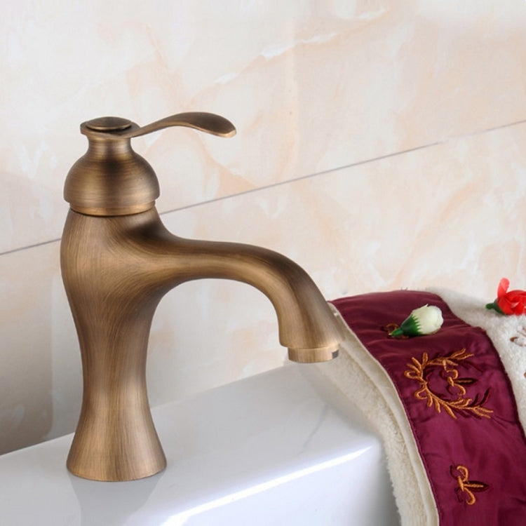 YP-5335 Antique Copper Single-Hole Under-Counter Basin Hot & Cold Water Faucet - Faucets & Accessories by buy2fix | Online Shopping UK | buy2fix