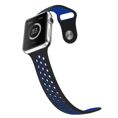 For Apple Watch Series 7 41mm / 6 & SE & 5 & 4 40mm / 3 & 2 & 1 38mm Fashionable Classical Silicone Sport Watch Band(Black Blue) - Watch Bands by buy2fix | Online Shopping UK | buy2fix