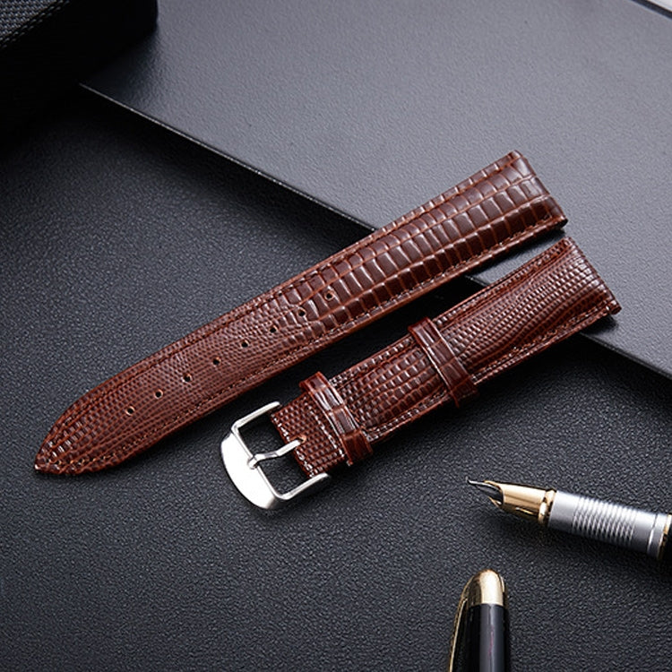 Lizard Texture Leather Strap  Watch Band, Size: 22mm(Coffee) - Watch Bands by buy2fix | Online Shopping UK | buy2fix