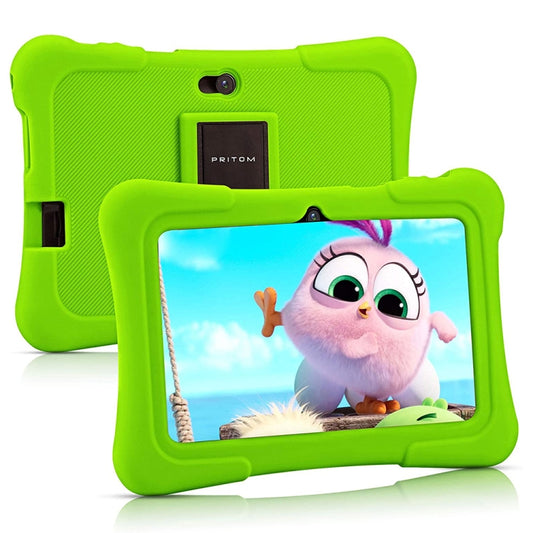Pritom K7 Kids Education Tablet PC, 7.0 inch, 1GB+32GB, Android 10 Allwinner A50 Quad Core CPU, Support 2.4G WiFi / Bluetooth / Dual Camera, Global Version with Google Play(Green) -  by PRITOM | Online Shopping UK | buy2fix