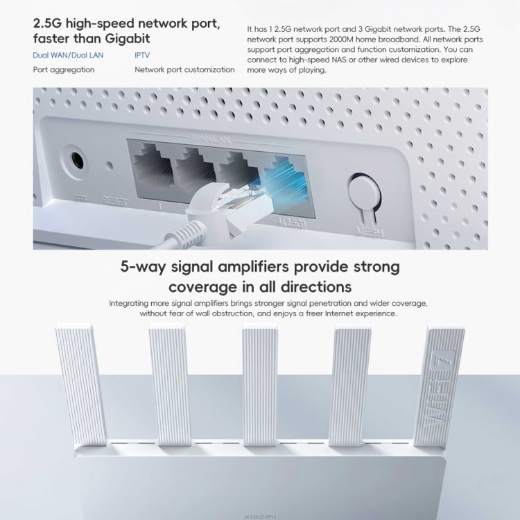 Xiaomi Router BE5000 WiFi 7 MLO 2.4GHz 5.0GHz Dual Band 2.5G Port 512MB RAM Repeater, US Plug (White) - Wireless Routers by Xiaomi | Online Shopping UK | buy2fix