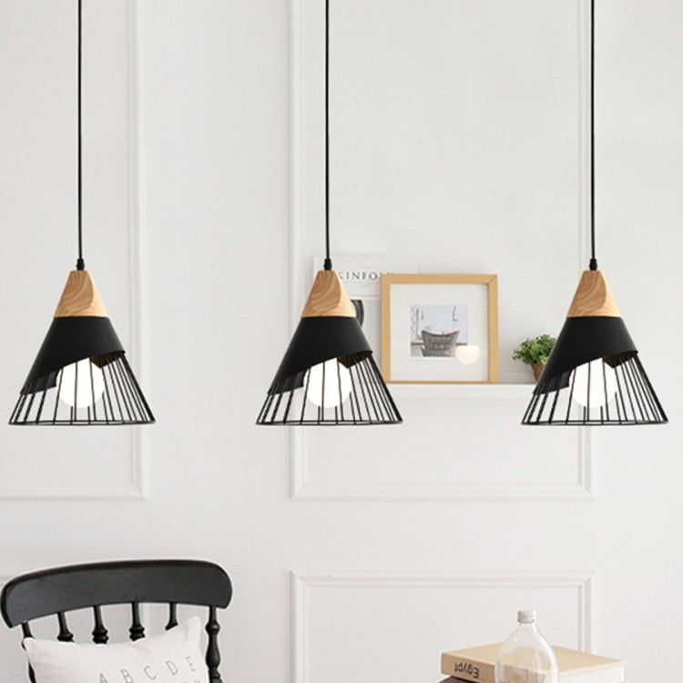 E27 Modern Lighting Iron Solid Wood Pendant Light Hanging Lamp (Black) - Celling Lights & Chandeliers by YWXLight | Online Shopping UK | buy2fix